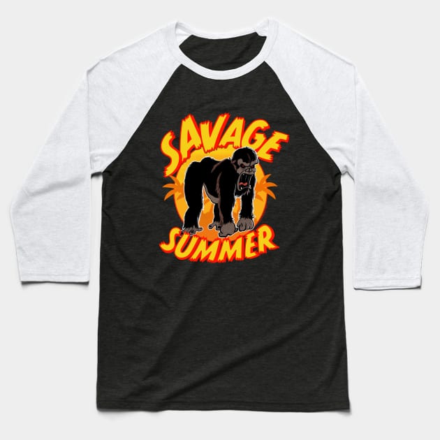 Savage Summer, with outline Baseball T-Shirt by Daily Detour